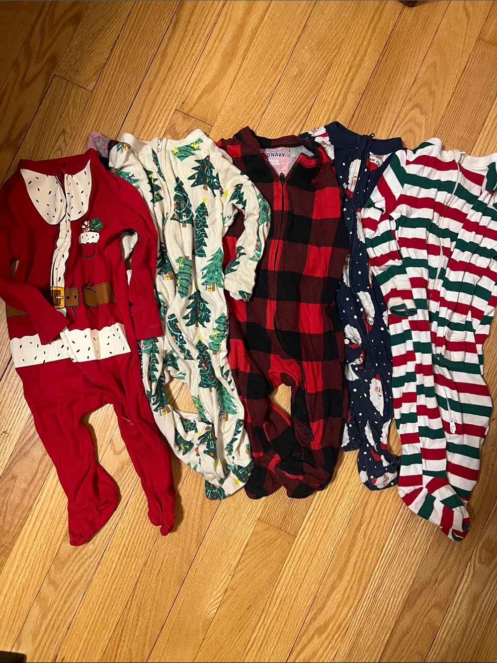 Old Navy Infant Holiday Sleepwear Pack - Red, Green, Navy, Cream, Black